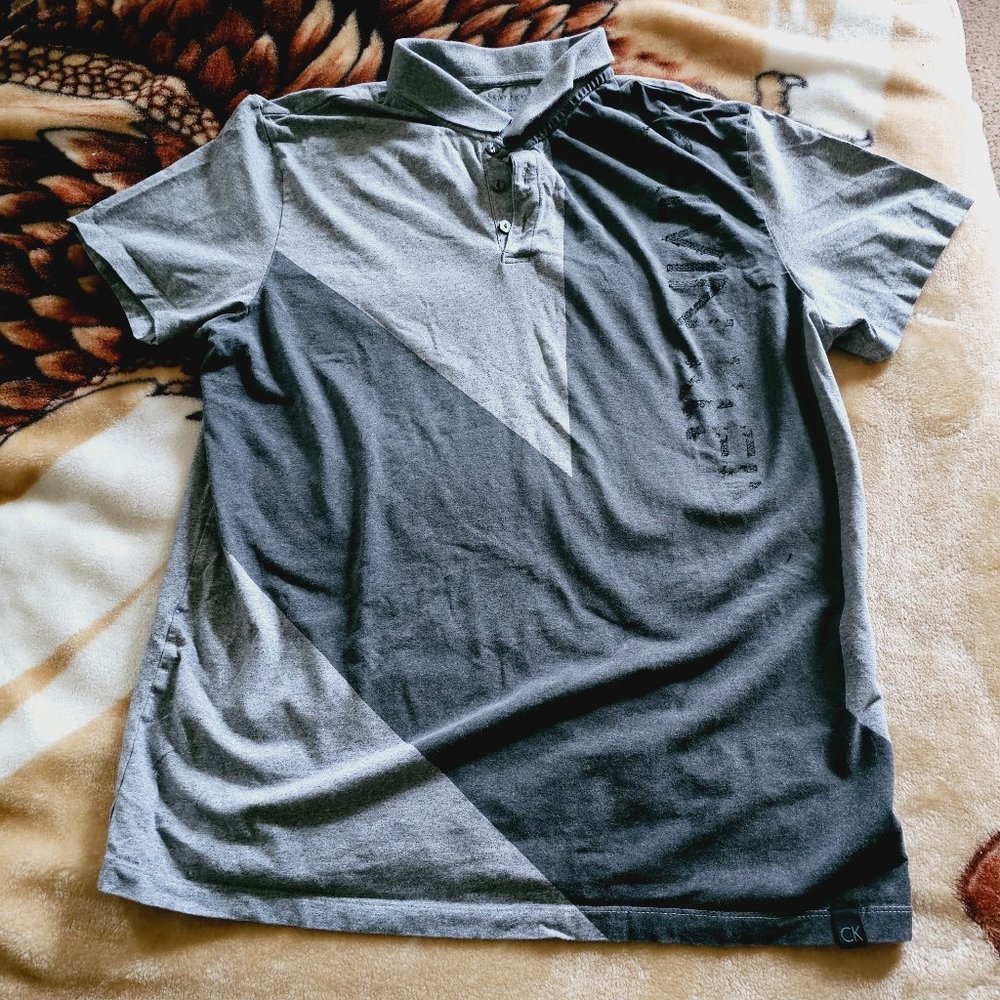 Calvin Klein Polo Shirt Grey Size L